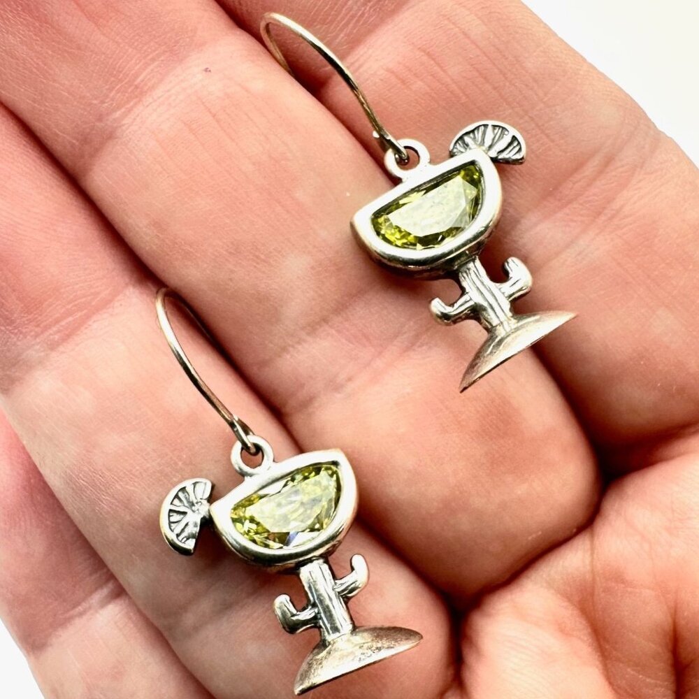 Shube Sterling Silver Margarita Drink Pierced Earrings
